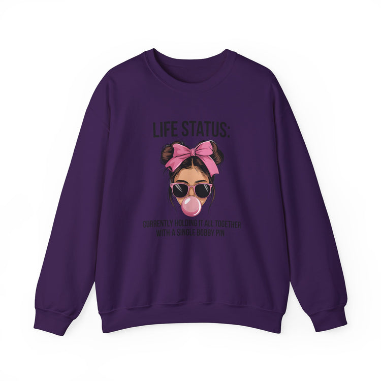 Funny Life Status Crewneck Sweatshirt for Women