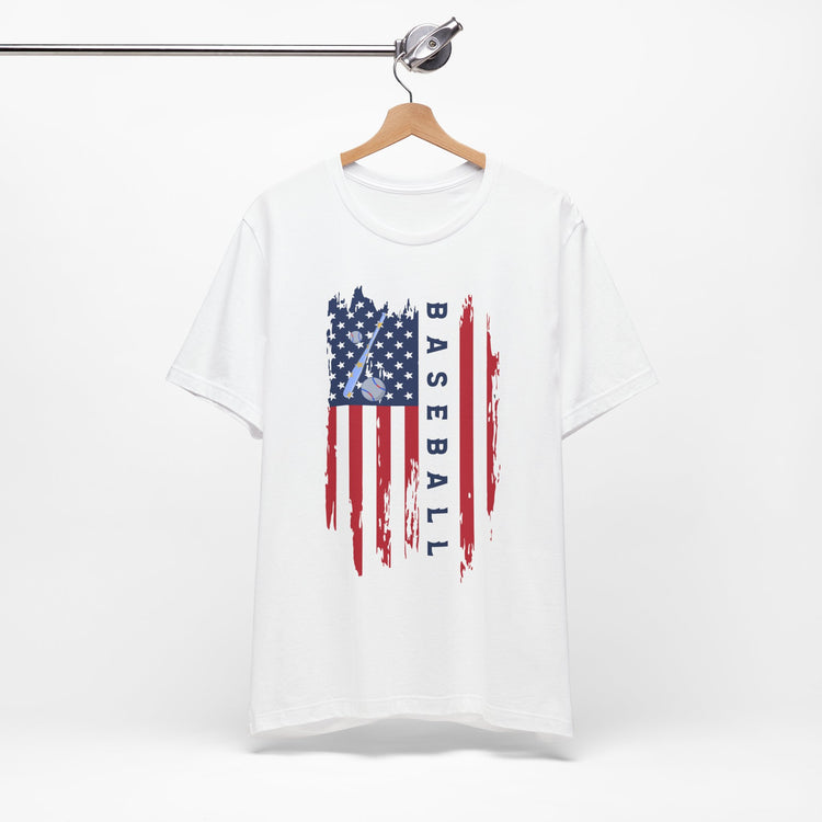 Patriotic Baseball Flag Tee, Unisex Short Sleeve Shirt, America Pride T-Shirt, Fourth of July Top, Independence Day Shirt