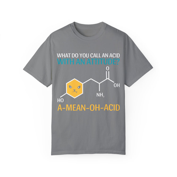 Funny Science T-Shirt, A-Mean-Oh-Acid, Unisex Garment-Dyed Tee