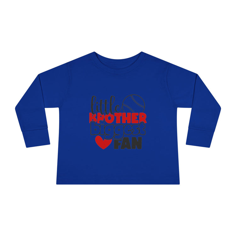 Little Brother Biggest Fan Toddler Long Sleeve Tee - Perfect for Future Baseball Stars