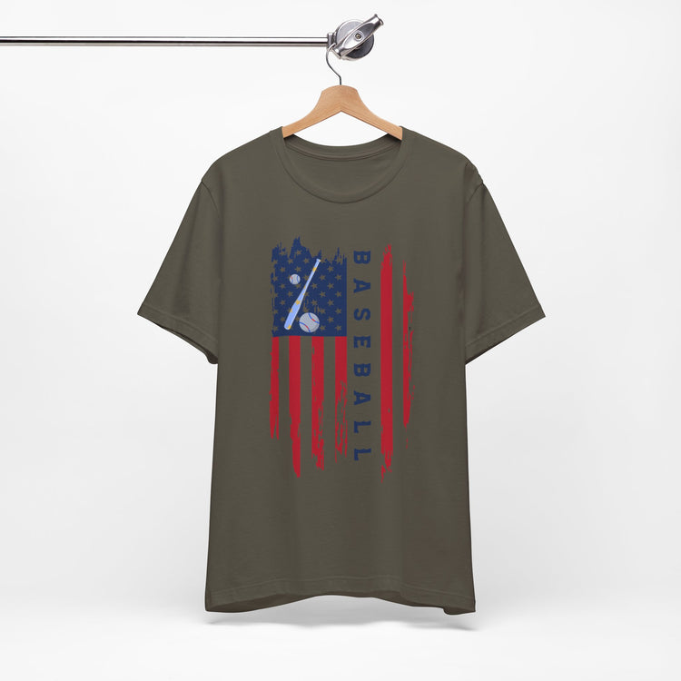 Patriotic Baseball Flag Tee, Unisex Short Sleeve Shirt, America Pride T-Shirt, Fourth of July Top, Independence Day Shirt