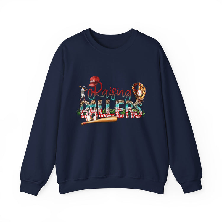 Baseball Mom Raising Ballers Crewneck Sweatshirt