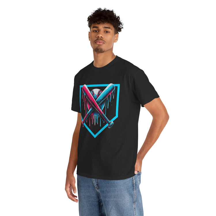 Vibrant Adult Baseball Drip Design T-shirt