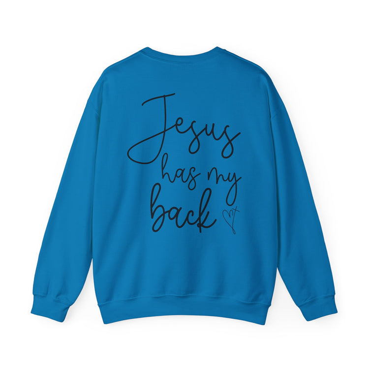 Crewneck Sweatshirt - 'Jesus Has My Back' Inspirational Apparel