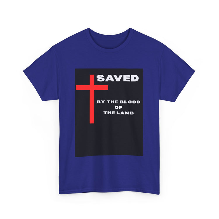 Saved by the Blood of the Lamb Christian Unisex Heavy Cotton Tee