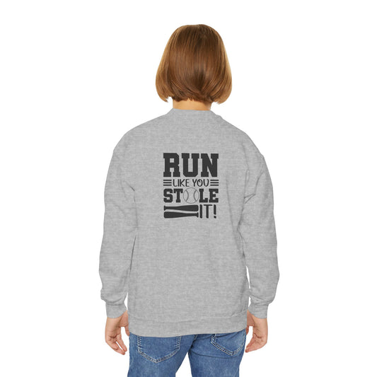 Youth Baseball Sweatshirt - run like you stole it