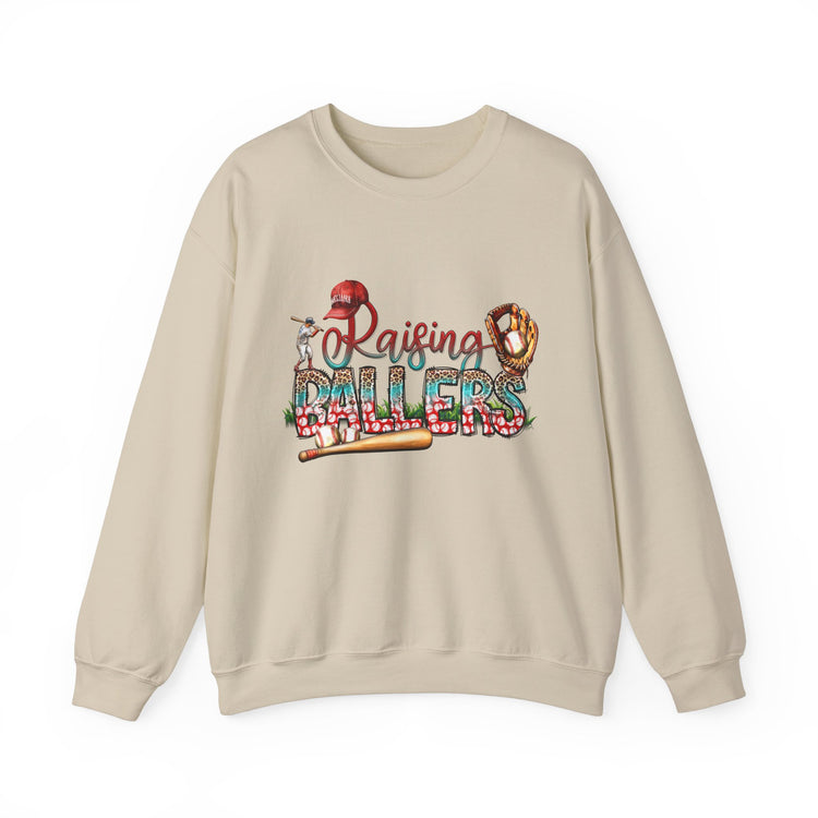 Baseball Mom Raising Ballers Crewneck Sweatshirt