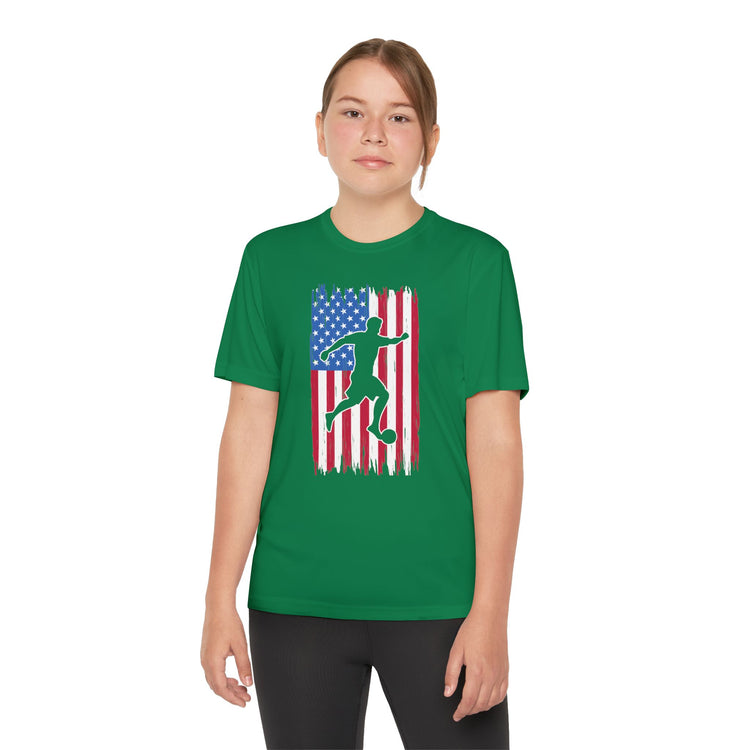 Youth American Flag Competitor Tee - Patriotic Sport Shirt for Active Kids