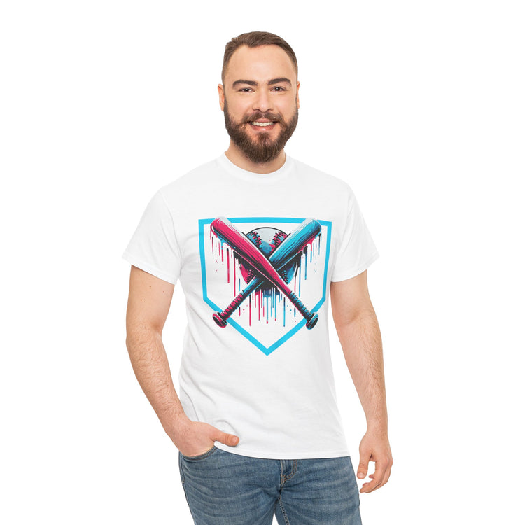 Vibrant Adult Baseball Drip Design T-shirt