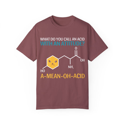 Funny Science T-Shirt, A-Mean-Oh-Acid, Unisex Garment-Dyed Tee