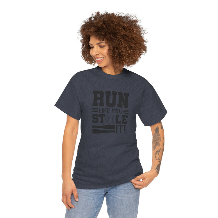 Motivational Baseball Tee - 'Run Like You Stole It'