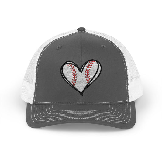 Baseball Heart Snapback Trucker Cap